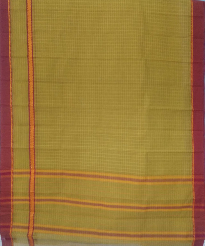 Light green maroon handwoven cotton narayanapet saree