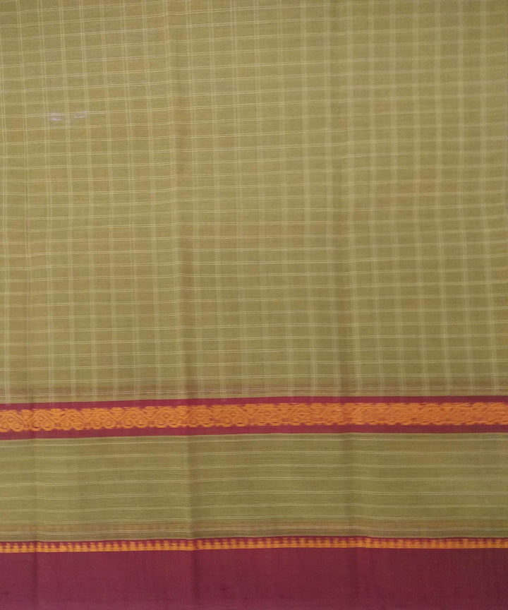 Light green maroon handwoven cotton narayanapet saree