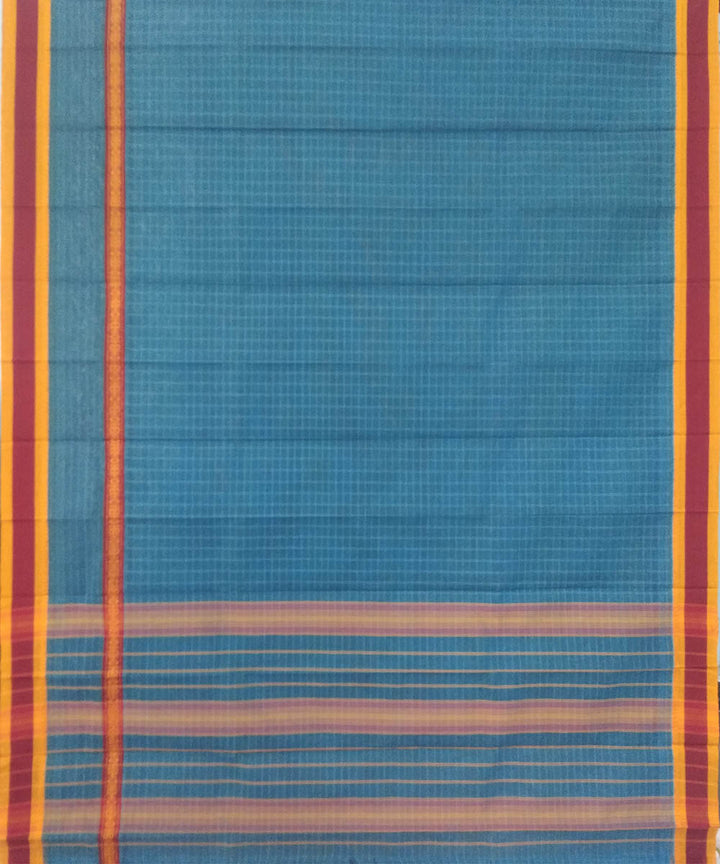Light blue yellow handwoven cotton narayanapet saree