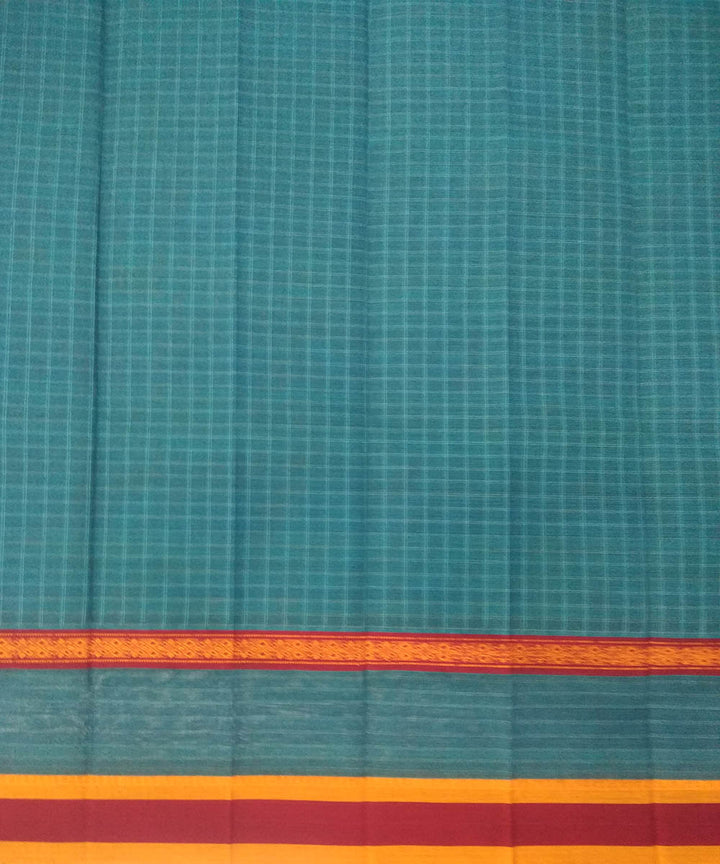 Light blue yellow handwoven cotton narayanapet saree