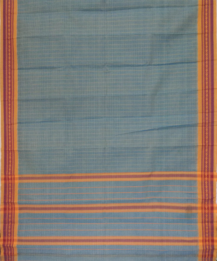 Cyan blue yellow handwoven cotton narayanapet saree