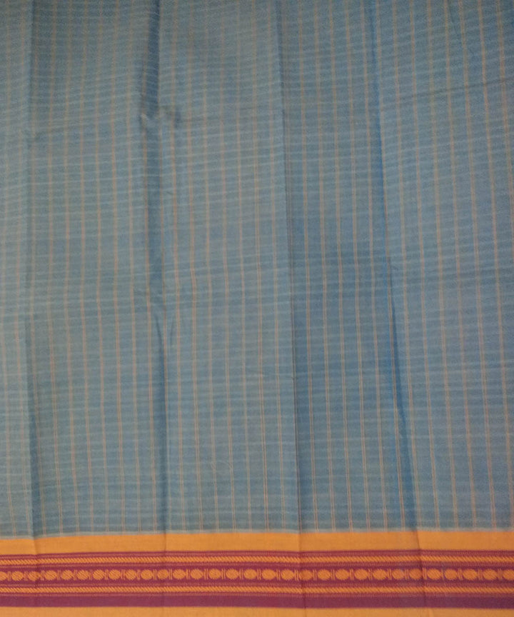 Cyan blue yellow handwoven cotton narayanapet saree