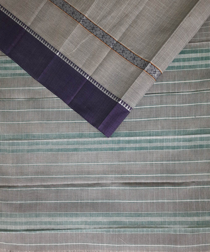 Grey cotton handwoven narayanpet saree