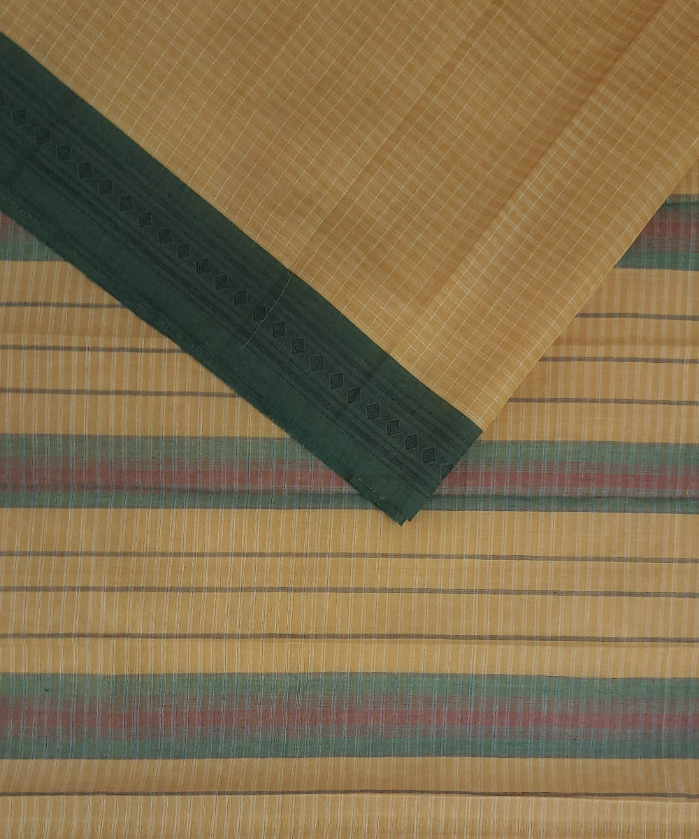 Pale yellow cotton handwoven narayanpet saree