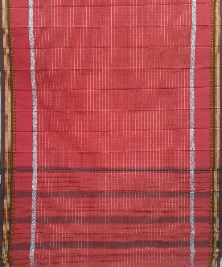 Peach pink cotton handwoven narayanpet saree