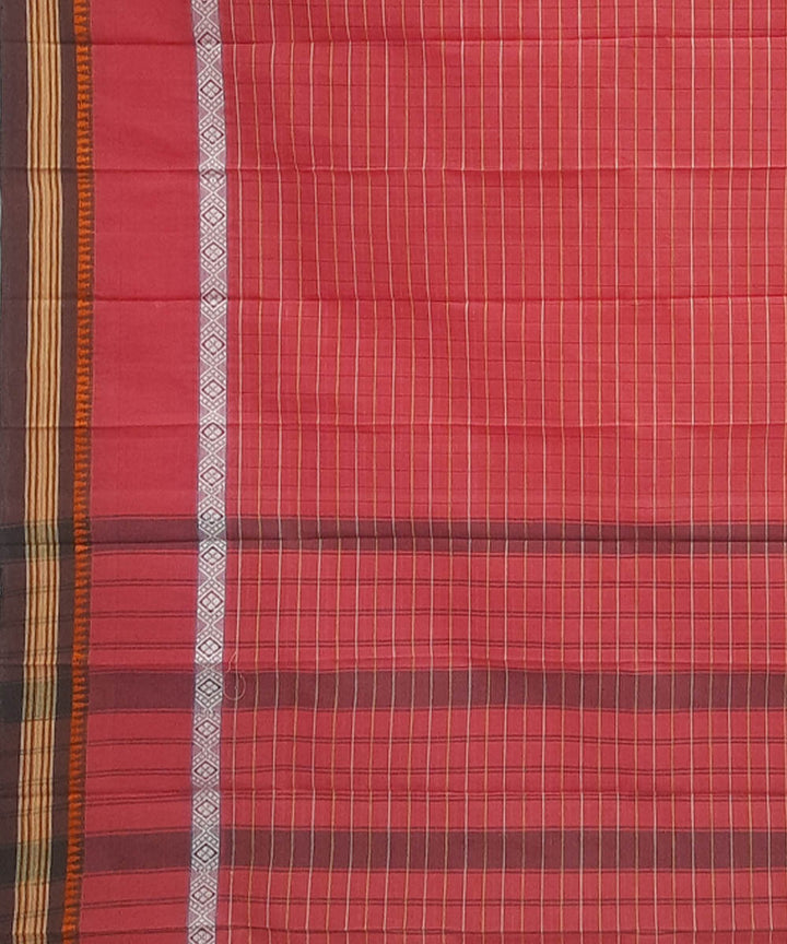 Peach pink cotton handwoven narayanpet saree
