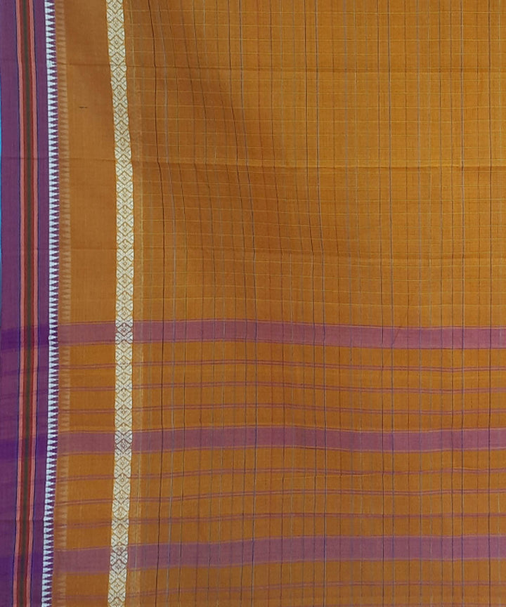 Mustard brown cotton handwoven narayanpet saree