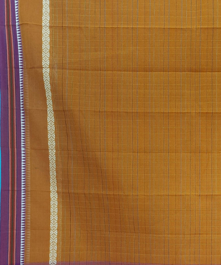 Mustard brown cotton handwoven narayanpet saree