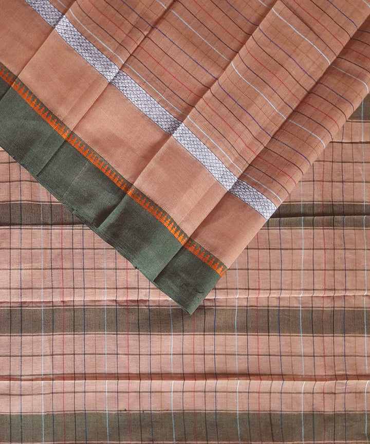Light orange cotton handwoven narayanpet saree