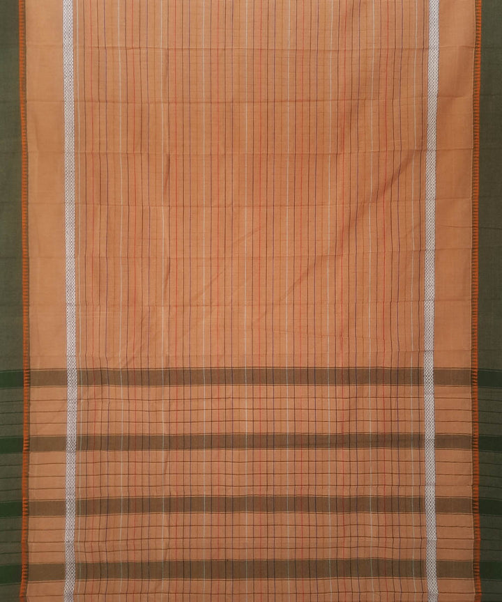 Light orange cotton handwoven narayanpet saree