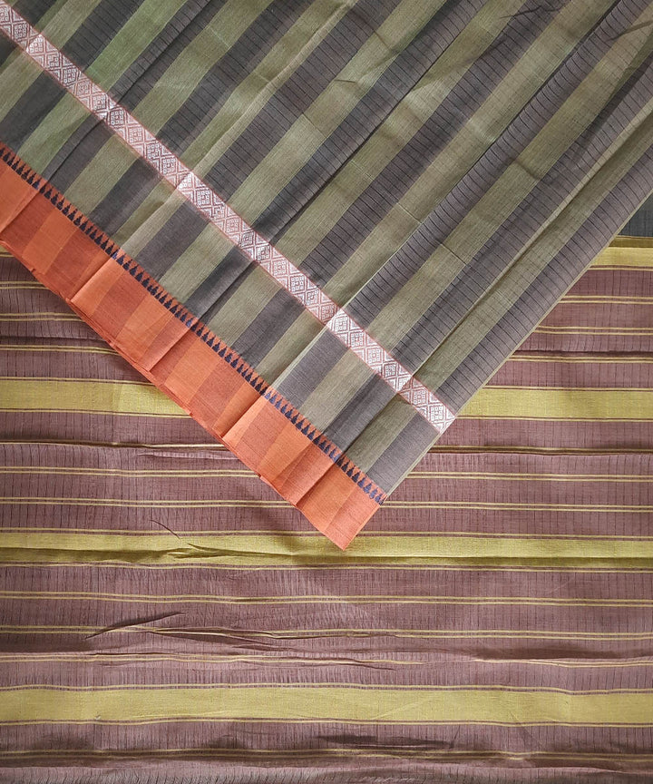 Multicolor striped cotton handwoven narayanpet saree