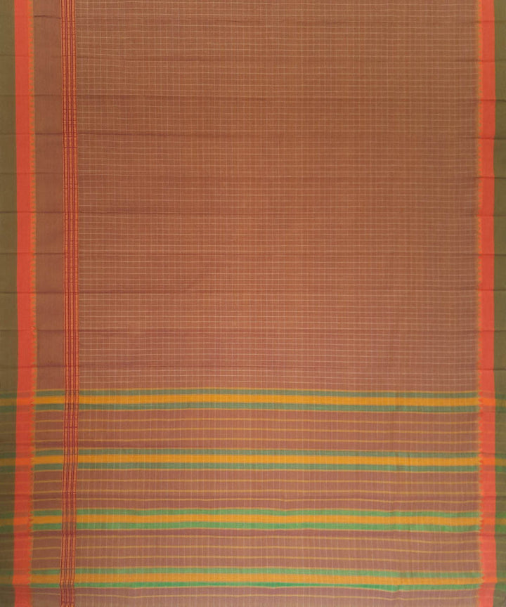Pale peach cotton handwoven narayanpet saree