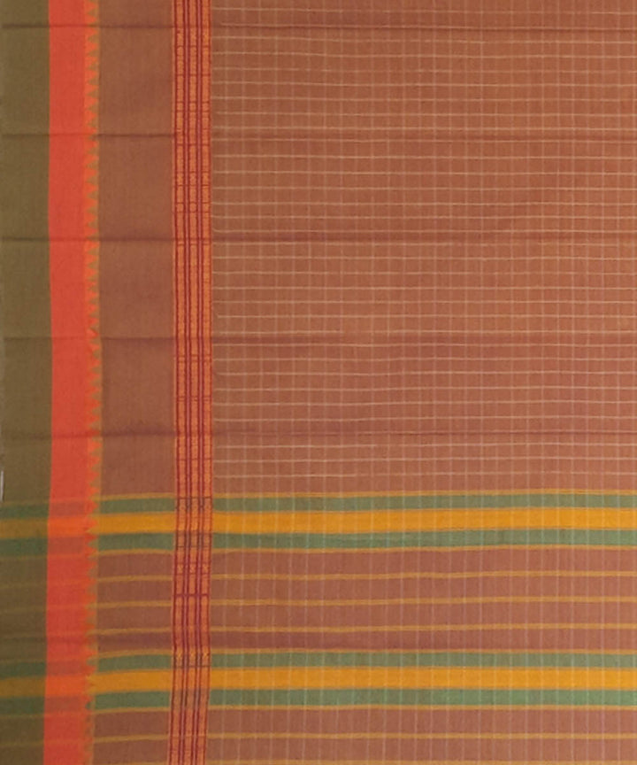 Pale peach cotton handwoven narayanpet saree