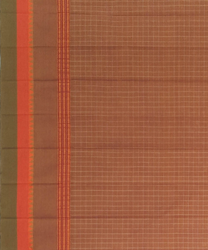 Pale peach cotton handwoven narayanpet saree