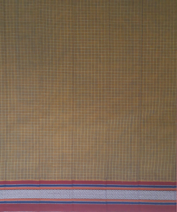 Brown pink handwoven cotton narayanpet saree