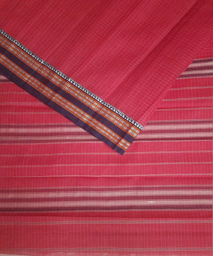 Pink handwoven cotton narayanpet saree