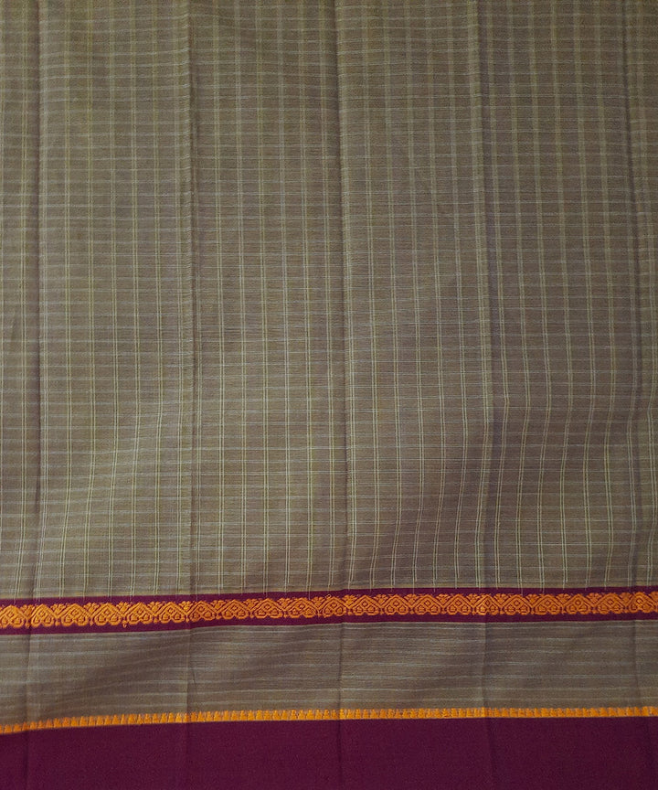 Olive green maroon handwoven cotton narayanpet saree