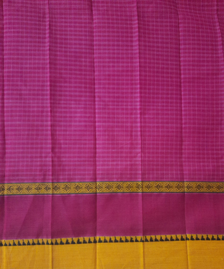 Pink yellow handwoven cotton narayanpet saree