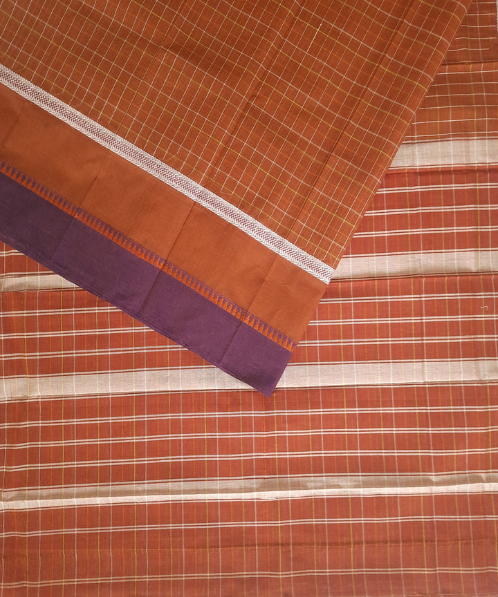 Orange violet handwoven cotton narayanpet saree