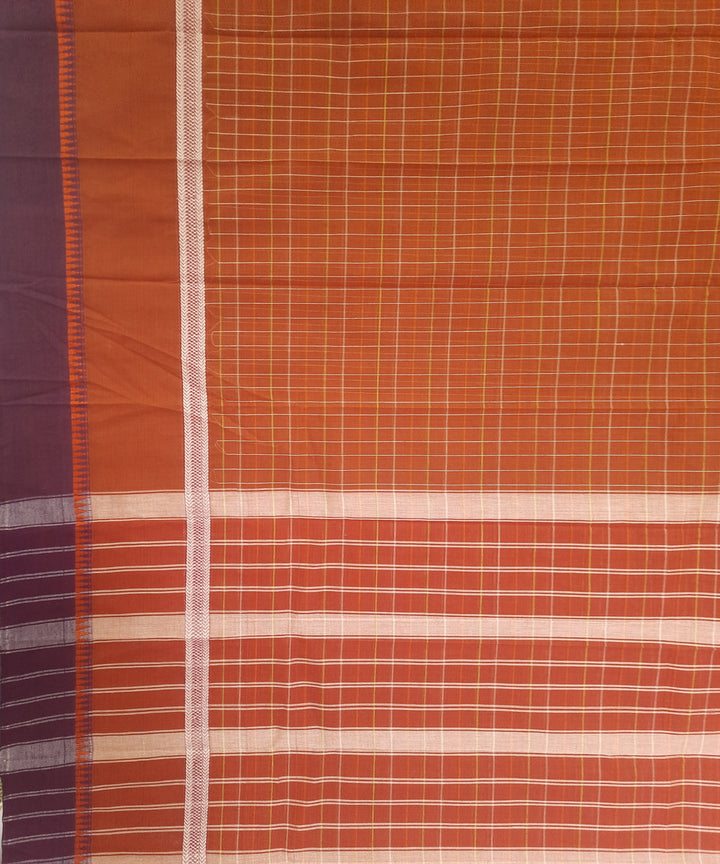 Orange violet handwoven cotton narayanpet saree