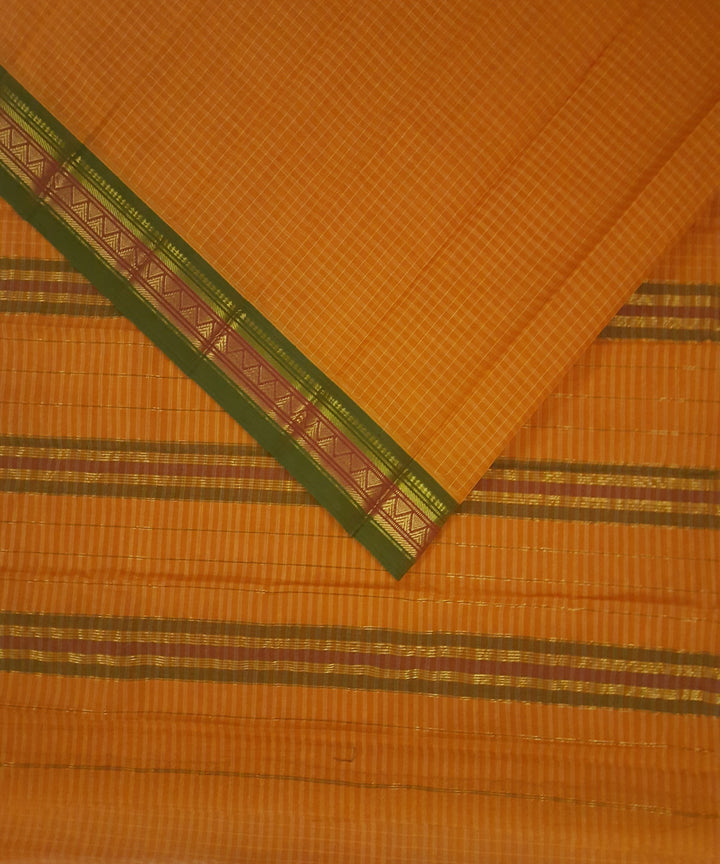 Yellow green handloom cotton narayanpet saree