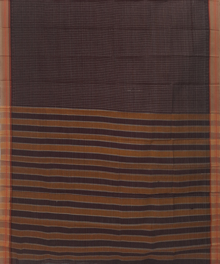 Brown yellow handloom cotton narayanpet saree
