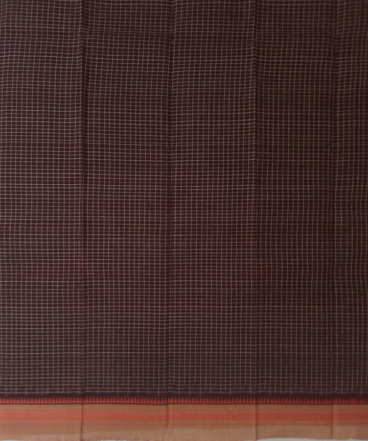 Brown yellow handloom cotton narayanpet saree