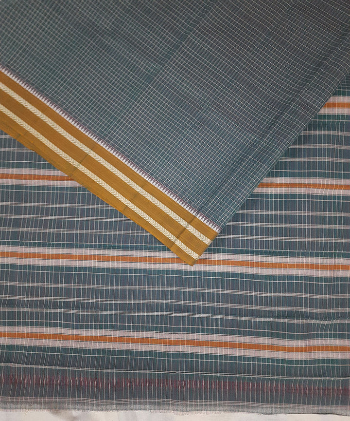 Navy blue handwoven cotton narayanpet saree