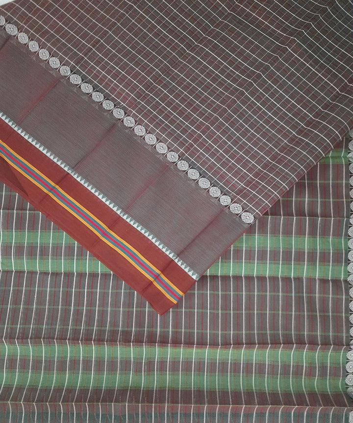 Grey handwoven cotton narayanpet saree