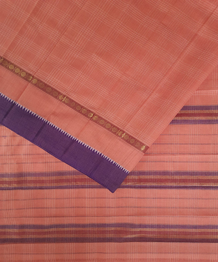 Light pink handwoven cotton narayanpet saree