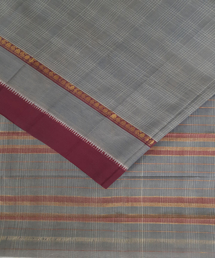 Grey handloom cotton narayanpet saree