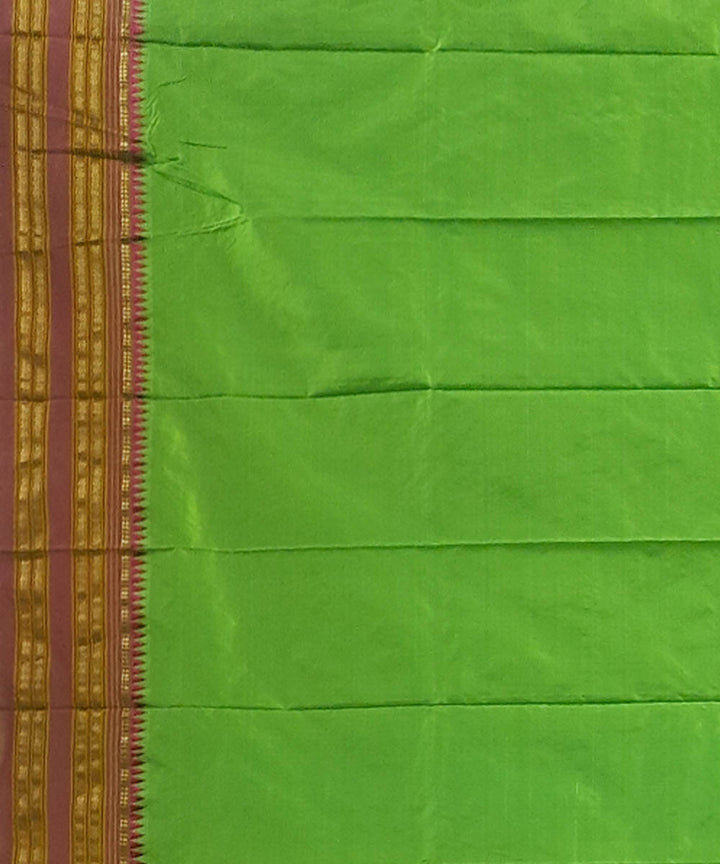 Light green and magenta pink silk handwoven narayanpet saree