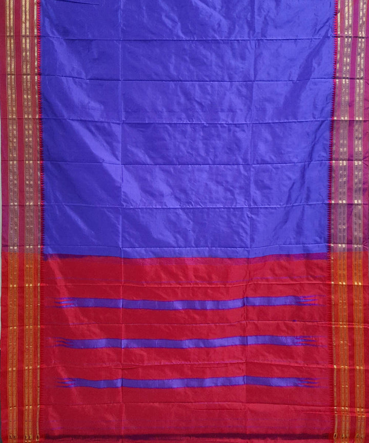 Navy magenta red silk handwoven narayanpet saree