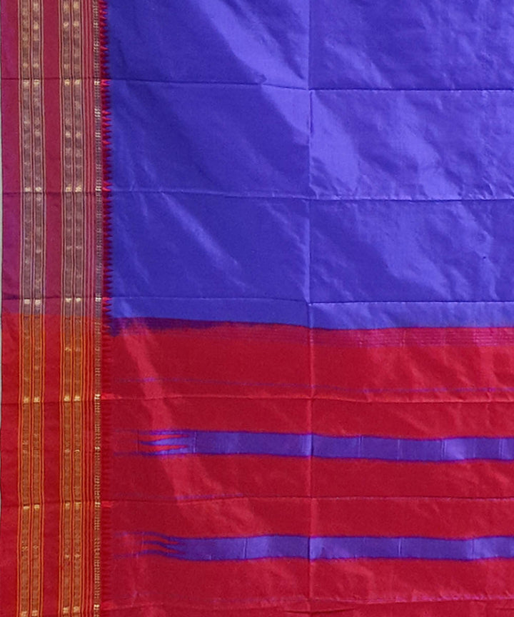 Navy magenta red silk handwoven narayanpet saree