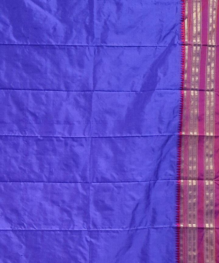 Navy magenta red silk handwoven narayanpet saree