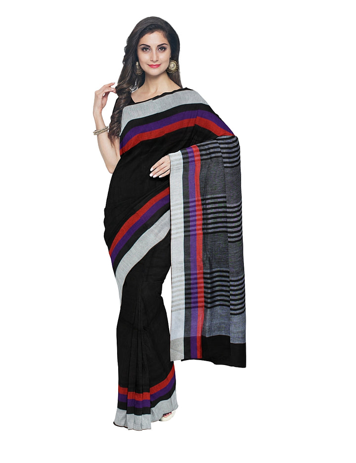 Bhagalpur Handloom Black Linen Saree