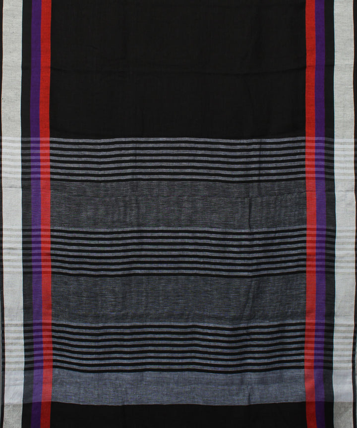 Bhagalpur Handloom Black Linen Saree