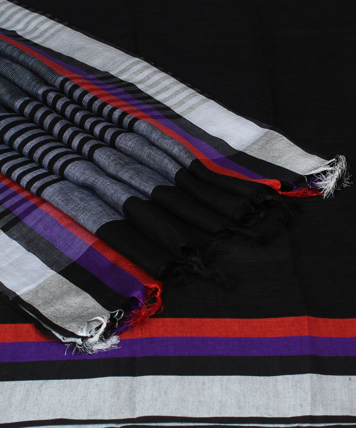 Bhagalpur Handloom Black Linen Saree