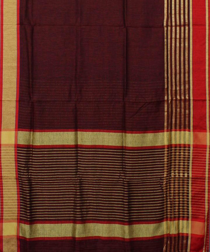 Maroon Handloom Bhagalpur Linen Saree
