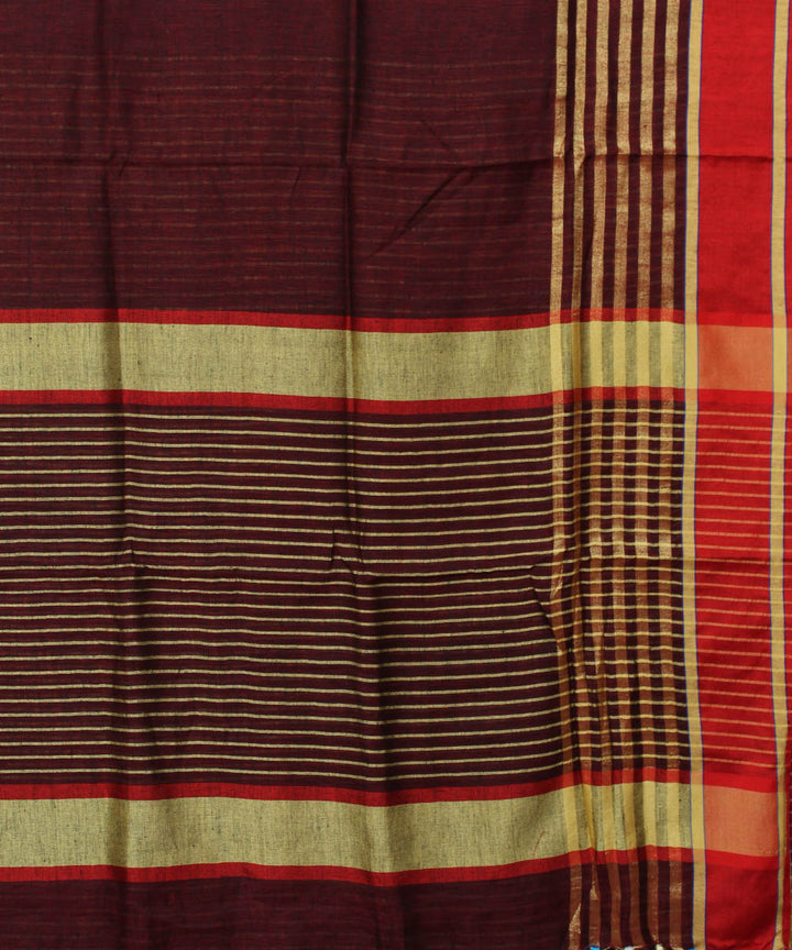 Maroon Handloom Bhagalpur Linen Saree