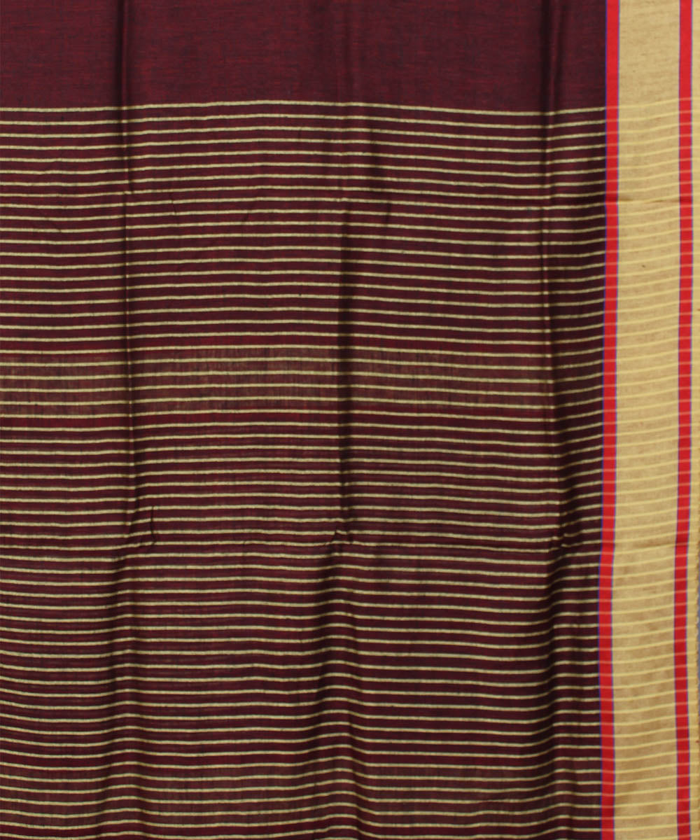 Maroon Handloom Bhagalpur Linen Saree