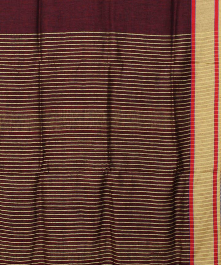 Maroon Handloom Bhagalpur Linen Saree