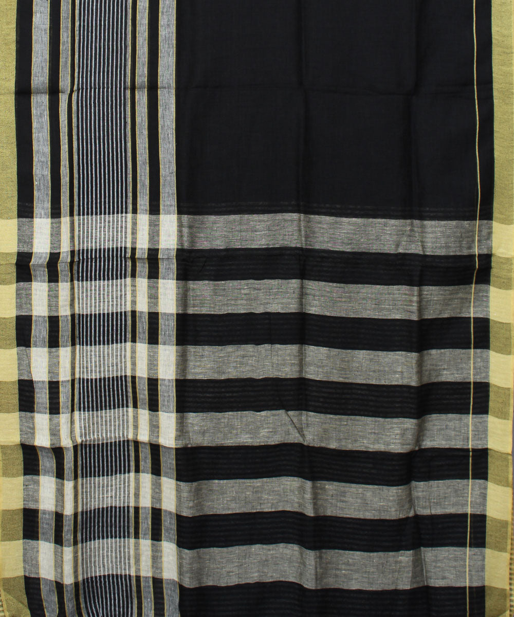 Black Bhagalpur Handloom Linen Saree
