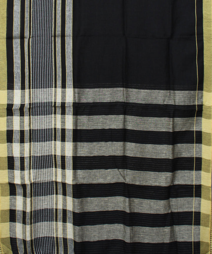 Black Bhagalpur Handloom Linen Saree