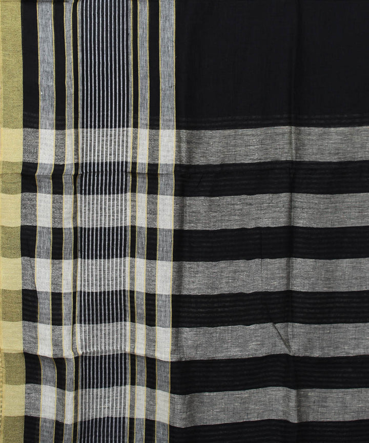 Black Bhagalpur Handloom Linen Saree