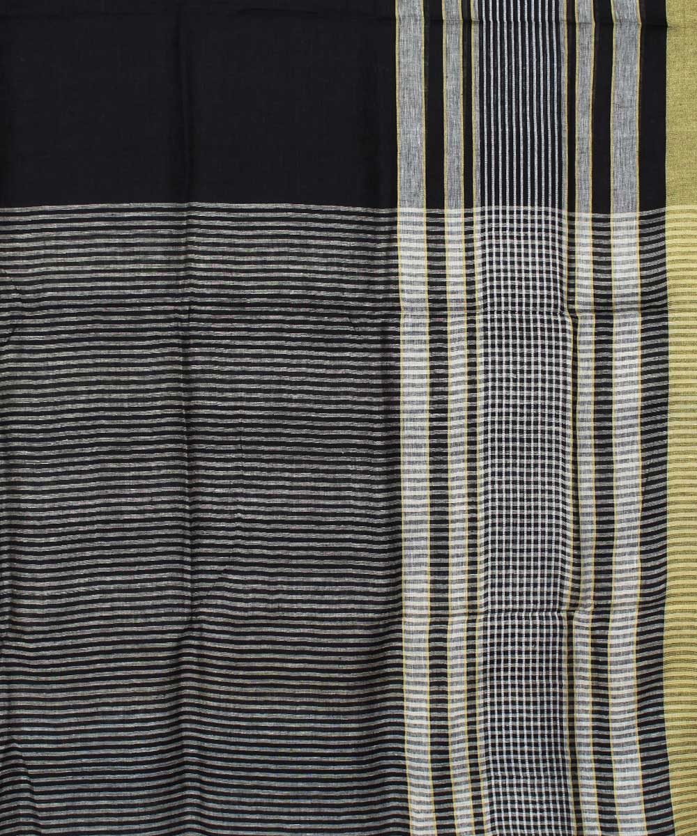 Black Bhagalpur Handloom Linen Saree