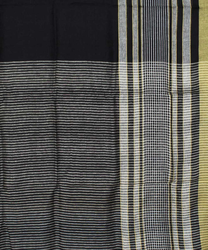 Black Bhagalpur Handloom Linen Saree