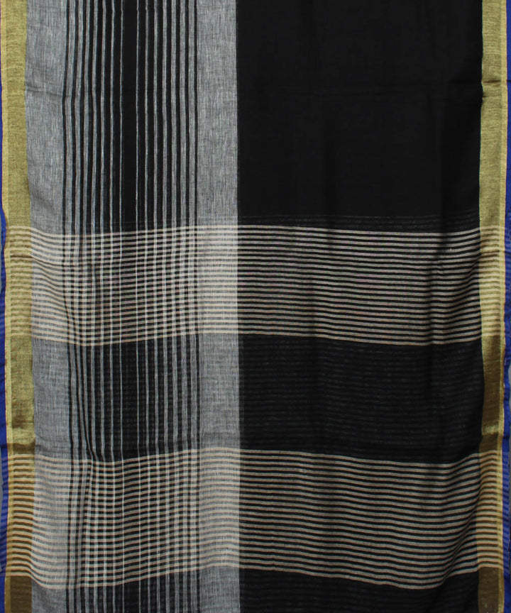Black Handloom Bhagalpur Linen Saree