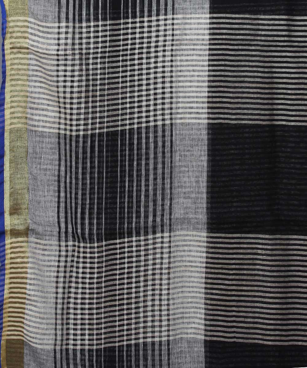 Black Handloom Bhagalpur Linen Saree