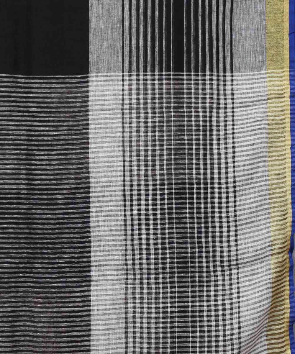 Black Handloom Bhagalpur Linen Saree